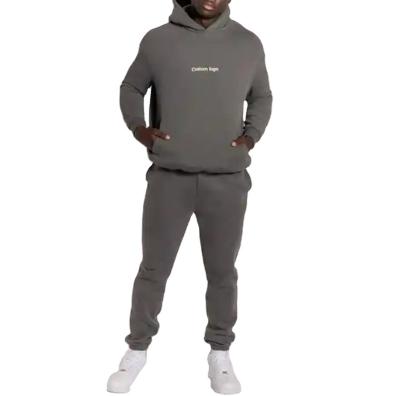 China Breathable wholesale high quality 100% Cotton tracksuit thick custom hoodie and joggers set men's sport sweatsuit tracksuits for men for sale