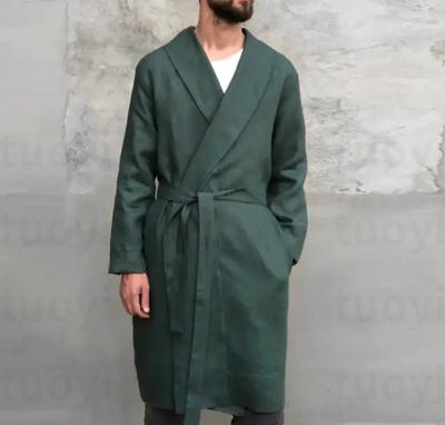 China Other TUOYI Solid Homewear Linen Mens Cotton Bathrobes Robes Men for sale