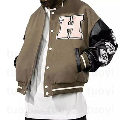 China Other Hot Sale Oversized Custom Pu Leather Sleeves Men Bomber Jackets Chenille Letterman Embroidery Patch Men Varsity Jackets for sale