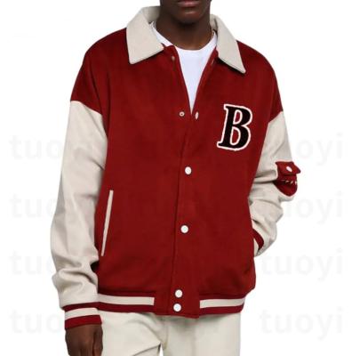 China Other Men custom Varsity Jacket leather long sleeves lapel Chenille Embroidery jacket for unisex for sale