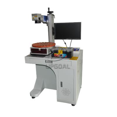 China Mass Metal Pen Fiber Laser Marking Machine with Disc Rotary 30W for sale