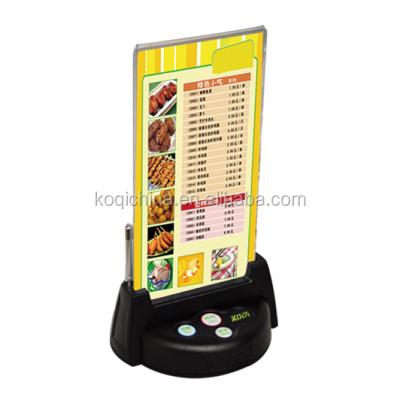 China 433.92MHz Restaurant Service Call System Visitor Bell Button With Table Stand Menu Holder K-G3 Plastic Acrylic Long Range Distance for sale