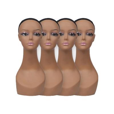 China 3 Color 4pcs Packed PVC Female Realistic Mannequin Head For Wig Display Styling Making for sale