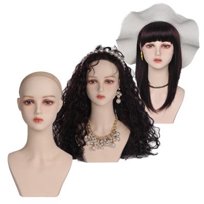 China PVC Inflatable Mannequin Female One Shoulder Mannequin Main Head For Display Wig Cap Scarf Earrings Necklaces for sale