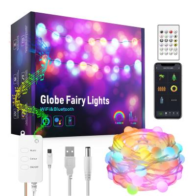 China Fairy String Lights Work with Alexa and Waterproof USB Led Google Home Wifi Ble Music Sync String Fairy Lights Smart Globe Fairy Lights for sale