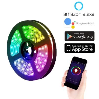 China Smart Easy Installation Design Wifi BLE Remote Control Dimmable Led Strip Cuttable 5050 RGB LE TDC 12V 5W RGB LE TDC Led Strip Light Alexa for sale