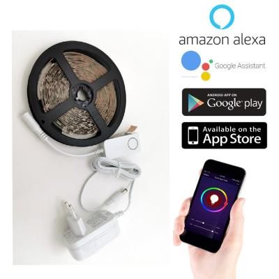 China Easy installation no hub required voice and phone control color changing smart led strip light alexa 12V 5W 5050 RGBCCT LED smart led strip light for sale