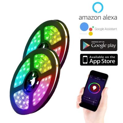 China Amazon Hot Selling Google Assistant and Alexa Residential Home Lighting Smart Led Strip 5050 RGB LED TDC 5V 5W Smart Led Strip Light Indoor for sale