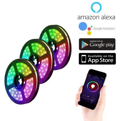 China Smart led light easy install and APP control wholesale WIFI voice strips 5050 smart led tuya led strip light RGB LE TDC 5V 5W IP20 for sale