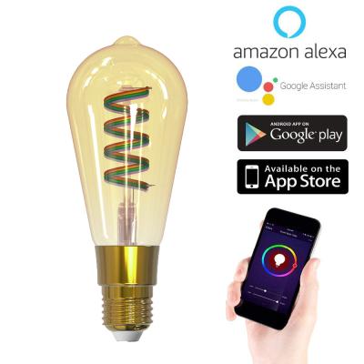 China Vintage High Lumens Google Assistant Filament RGB LE TDC Filament Bulb E27 Bulb Energy Saving Smart Wifi Wifi for sale