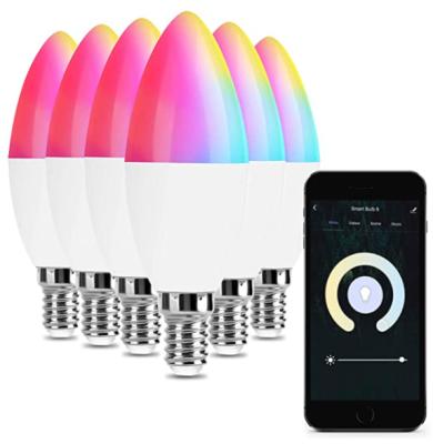 China Indoor CW WW WIFI BLE RGB LE TDC Control E14 Led Bulb 5W C37 Smart Music Bulb Colors Changing Candle Smart Bulb for sale