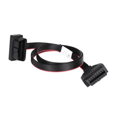 China Universal Cars 16 Pin Male To Female Ribbon OBD 16 Pin T Flat Flat Cable For OBD2 Fault Code Reading for sale