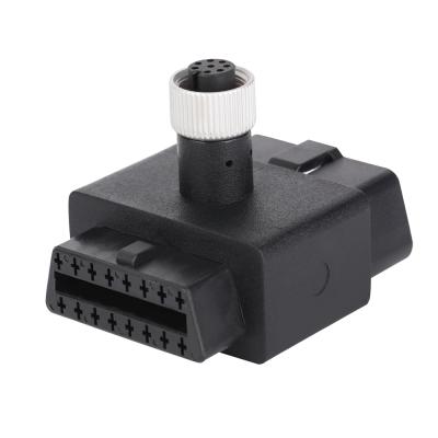 China Car 16 Pin Male To Female With M12 8 Pin Adapter M12 8 Pin Waterproof Connector OBDII 16 Pin Adapter For OBD2 Diagnostic Scanner Fault for sale