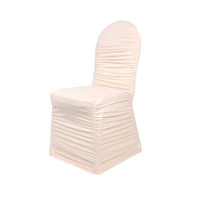 China Easy To Clean Various Styles Dining Chair Cover Stretch Spandex Ruffled Spandex Chair Cover for sale