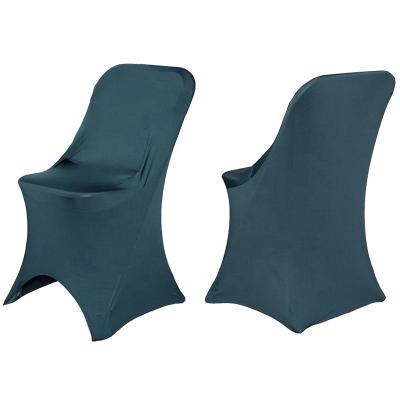 China Simple Handmade Good Quality Plain Dyed Pattern Spandex Folding Chair Cover For Hotel Party Banquet Use for sale