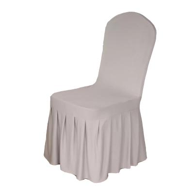 China Universal Stretchable Spandex Chair Cover With Ruffled Skirt Chair Seat Covers For Wedding And Banquet for sale