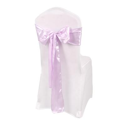 China Easy to clean chair cover satin ribbon for wedding decoration satin chair cover purple sashes for sale