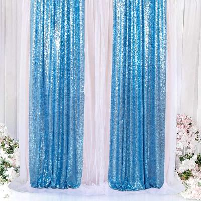 China Wholesale Blue Sequin Wedding Backdrop Wedding Backdrop Sequin Curtains Europe / American Style Party Decoration for sale