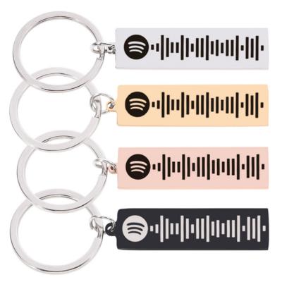 China Promotion leather logo stainless steel spotify code scannable custom key chain song code key chain for sale