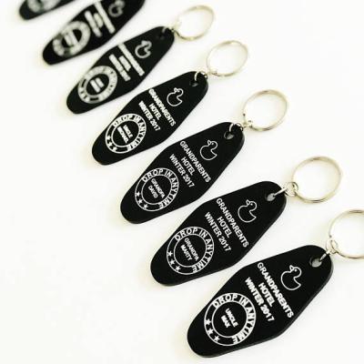 China Souvenir gifts promotion GKT493 customized logo imprint promotion hotel motel transpacent keytag for sale