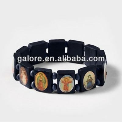 China Latest Design Wooden Jesus Bead Bracelet Rosary Bracelet Saint Wooden Bracelet for sale