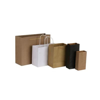 China Custom Size Recyclable Logo Printing Recycled Brown Kraft Paper Bag With Handle for sale