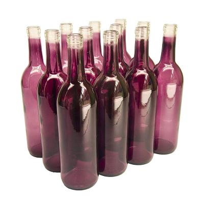 China Hotsales Premium Red Colored Glass Beverage Bottles For Wine With Factory Price for sale