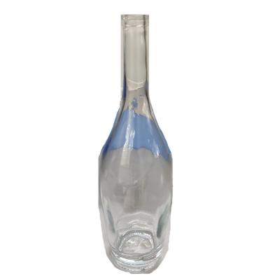 China Clear Beverage 1L Long Neck Glass Bottle For Vodka Unique Shaped Tall Glass Bottle for sale