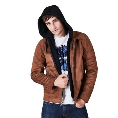 China PU Waterproof Hooded Jacket Winter Coat Suede Leather Jacket for sale