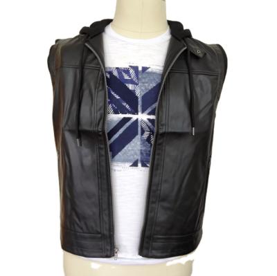 China Anti-wrinkle PU Leather Jacket Motorcycle Bike Jacket Winter Sleeveless Vest For Men for sale