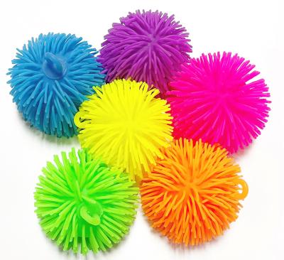 China Hot Selling Toy New Design Promotional Colorful TPR Bounce Ball Soft Hairy Anti-stress Inflatable Ball Puffer Toys Hot Sale for sale