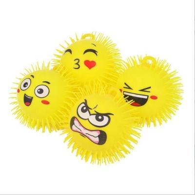 China Novelty Light Up Colorful TPR Face Ball Toy Stripper Ball Smiling Toy for sale