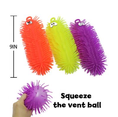 China Eco-Friendly Decompression Amazon Factory Wiggle Toy Stress Reliever Yoyo Stretch Puffer Worm Gurgling Stress Balls Squeeze Inflation Vent Ball For Kids for sale