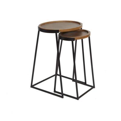 China (Other) Contemporary Style Adjustable Household Furnishing Silverwood Nesting Side Table Dark Wood Side Table for sale