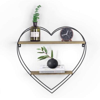 China Adjustable Gray Wall Mounted Floating Shelf Rustic Industrial Heart Shaped Farmhouse 2 Tier (Size) for sale