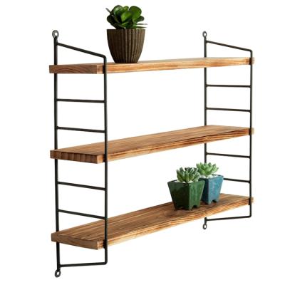 China Adjustable Home Wall Mounted 3-Tier Display (Height) Floating Wooden Soild Wall Shelf Decoration for sale