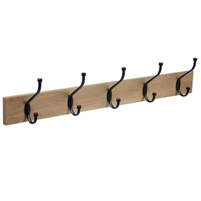 China Living Room Eco-Friendly Wall Hanger Storage Organizer Natural Soild Wood Mountable Towel Clothes Rack for sale