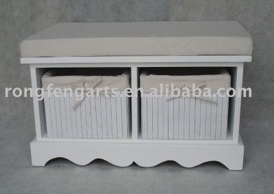 China Cushion solid wood wooden bench with bamboo drawers for sale