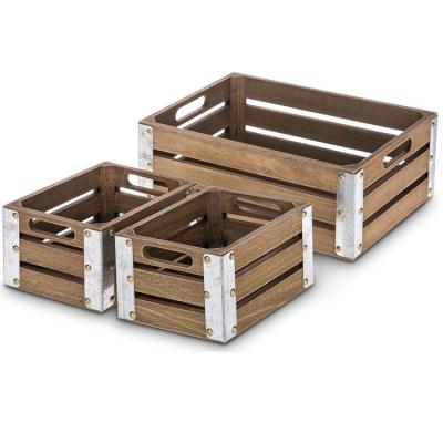 China Hot Sale Handmade Sturdy Water Proof Multi Functional Home Decorative Craft Living Wooden Crate Storage Set for sale