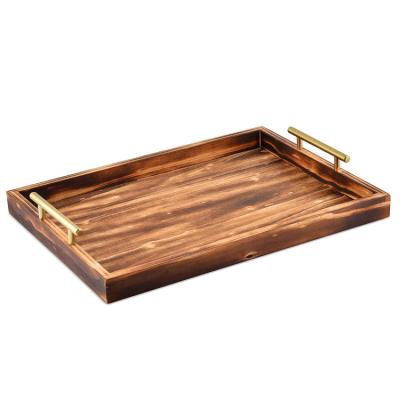 China Home New Design Dining Room Multi Functional Kitchen Display Coffee Table Stool Wooden Serving Tray With Handle for sale