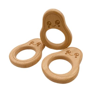 China Hot Sale Funny Safe Organic BPA Free Toys Avocado Custom Teething Toys Wooden Teether for sale