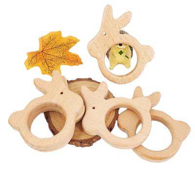 China Newest Funny Toys Eco-Friendly Organic Custom Beech Wood Teether Rabbit Teether Toys Wooden Teether for sale