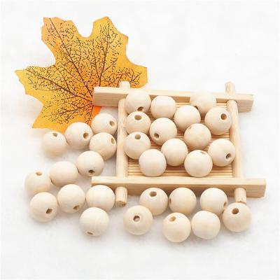 China Eco-friendly Promotion 18mm Natural Maple Wooden Beads Baby Teething DIY Necklace Accessories Wooden Beads for sale