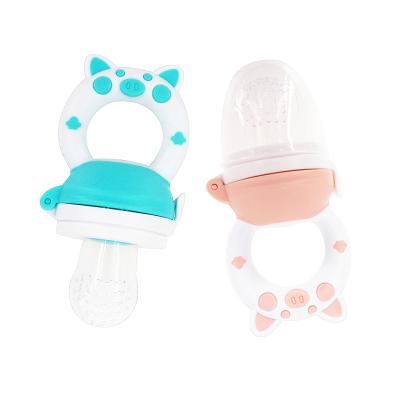 China BPA Free Good Quality BPA Free Infant Self Feeding Risk Free Easy To Hold Cute Pig Shape Baby Fruit Feeder Pacifier for sale