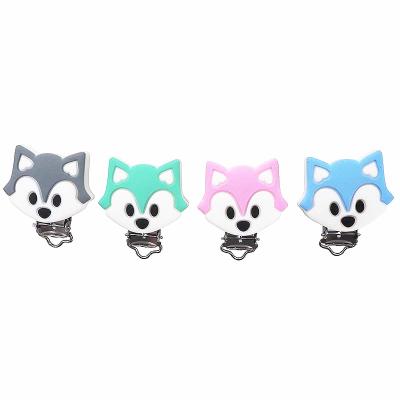 China New Arrival BPA Safety BPA Free Silicone Pacifier Clips Teething Toys Fox Baby Pacifier Clip Free Chain Clip for sale