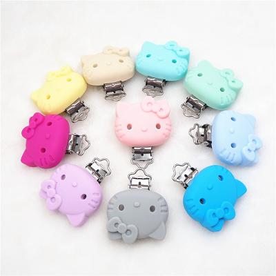 China Cat Shape Custom Nipple Holder BPA Free Animal Silicone Good Quality BPA Free Silicone Dummy Pacifier Chain Clips for sale