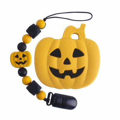 China BPA Free Cheap New Product No Halloween Pacifier Chain BPA Silicon Pumpkin Clip Type for sale