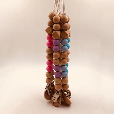 China BPA Free Manufacturer Wholesale 27.5cm Non-Toxic Falling Off BPA Free Wooden Newborn Pacifier Chain for sale