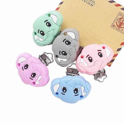 China BPA Free Custom Elephant DIY Baby Nipple Holder Rodent Care Silicone Dummy Chain Clip for sale