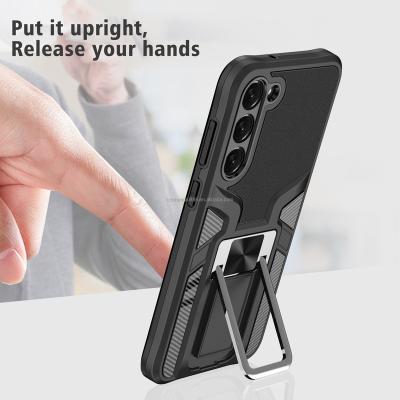 China Shockproof Shockproof Phone Case For Samsung S23 5G With Magnetic Absorption Ring Holder Kickstand Protective Car Mount Case for sale